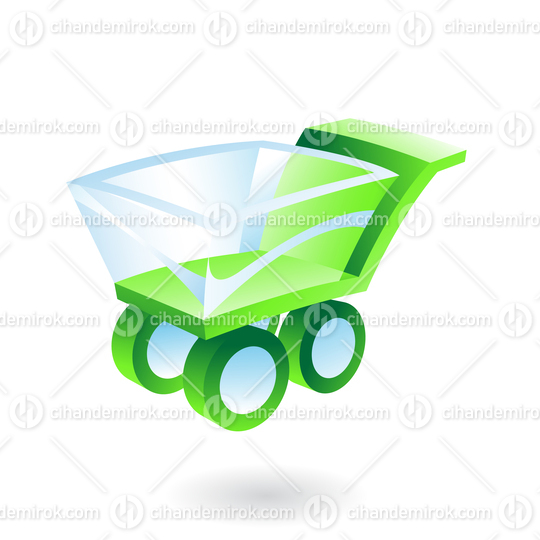 Green and Blue 3d Shopping Cart Icon