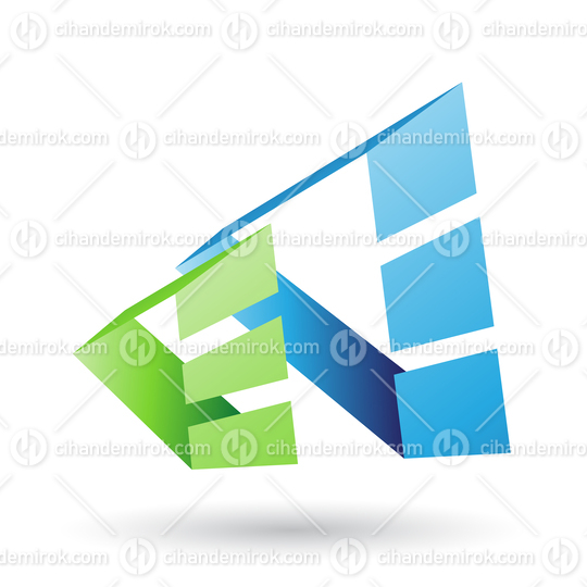 Green and Blue Abstract 3d Striped Triangles Icon