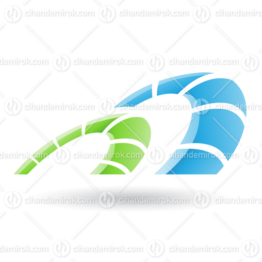 Green and Blue Abstract Arch Shaped Striped Icon