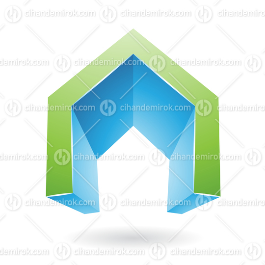 Green and Blue Abstract Door Shaped Icon for Letter A