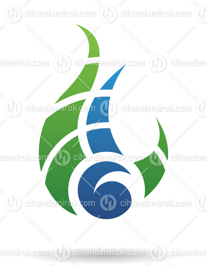 Green and Blue Abstract Fire Like Logo Icon