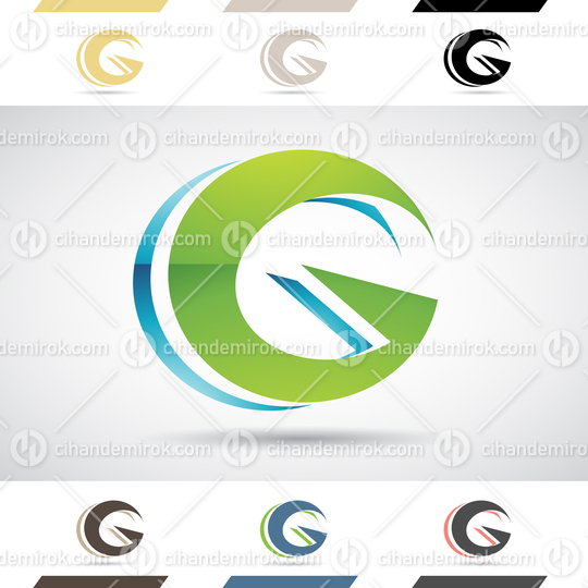 Green and Blue Abstract Glossy Logo Icon of Circular Letter G