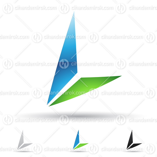 Green and Blue Abstract Glossy Logo Icon of Letter L with Spiky Triangles 