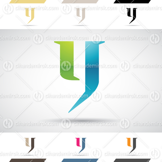 Green and Blue Abstract Glossy Logo Icon of Letter Y with a Spiky Tail