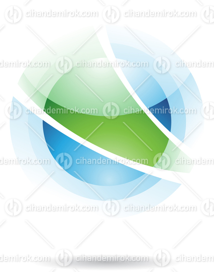 Green and Blue Abstract Glossy Orbit Like Sphere Logo Icon