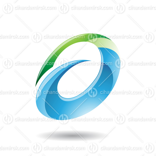 Green and Blue Abstract Glossy Round Spiky Icon for Lowercase Letter A