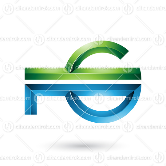 Green and Blue Abstract Key-like Symbol Vector Illustration