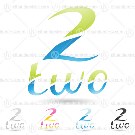 Green and Blue Abstract Logo Icon of a Split Shaped Number 2