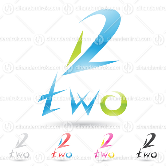 Green and Blue Abstract Logo Icon of Number 2 with an Arrow Shape