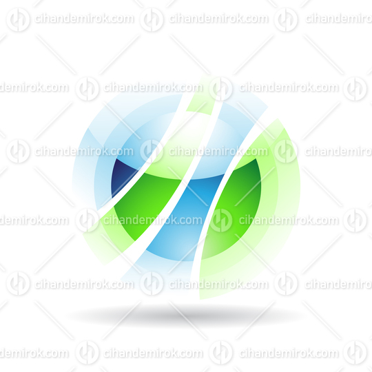Green and Blue Abstract Orbit Like Sphere Logo Icon