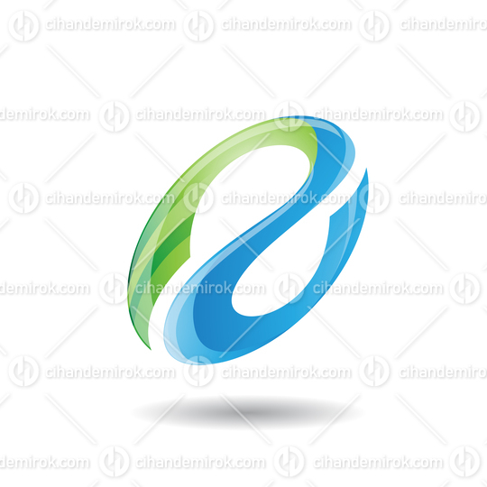 Green and Blue Abstract Oval Curvy Icon for Letter A or Reverse S