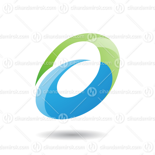Green and Blue Abstract Oval Spiky Round Icon for Lowercase Letter A