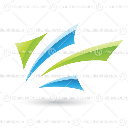 Green and Blue Abstract Pointed Flying Icon