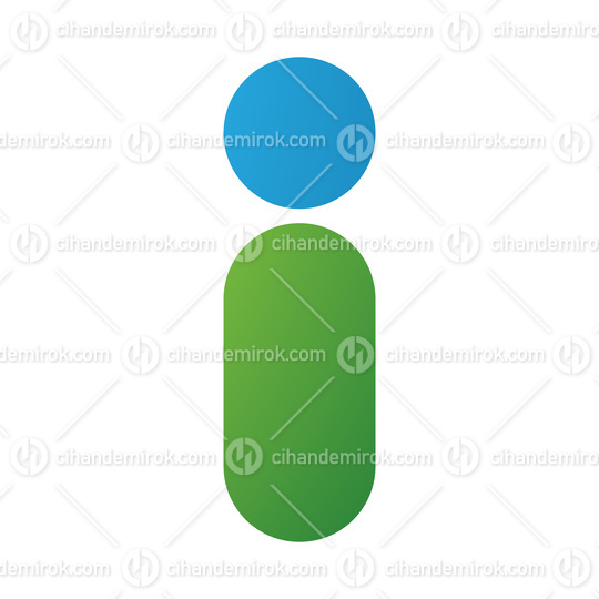 Green and Blue Abstract Round Person Shaped Letter I Icon