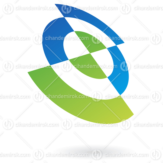 Green and Blue Abstract Round Target Logo Icon in Perspective