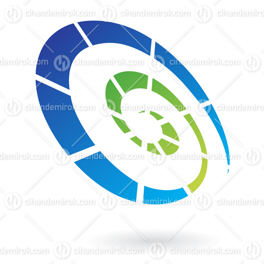 Green and Blue Abstract Spiral Logo Icon in Perspective
