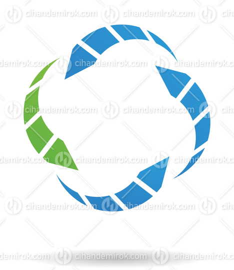 Green and Blue Abstract Striped Arrows  Logo Icon