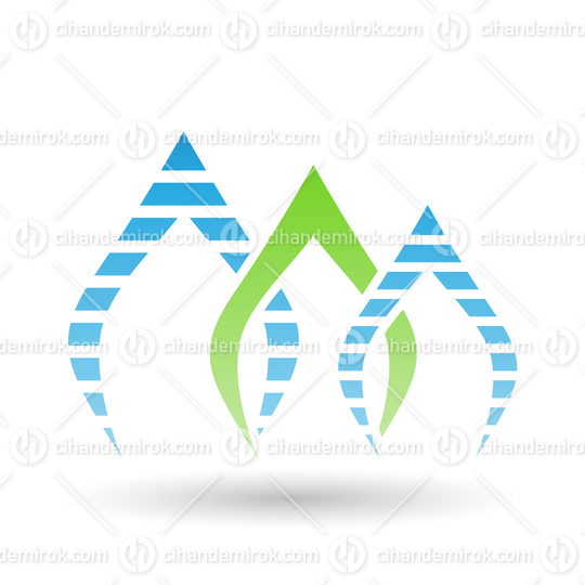 Green and Blue Abstract Striped Leaves Icon
