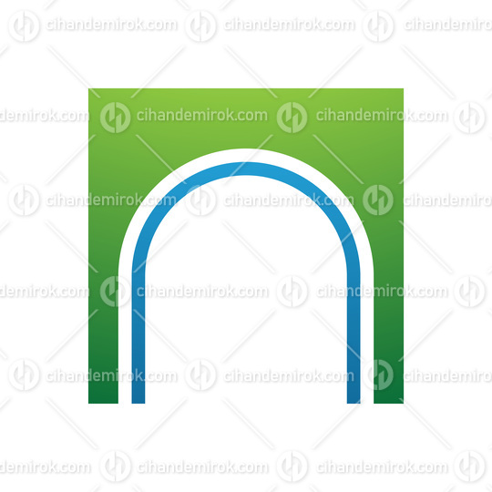 Green and Blue Arch Shaped Letter N Icon