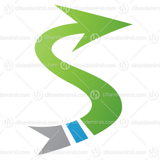 Green and Blue Arrow Shaped Letter S Icon