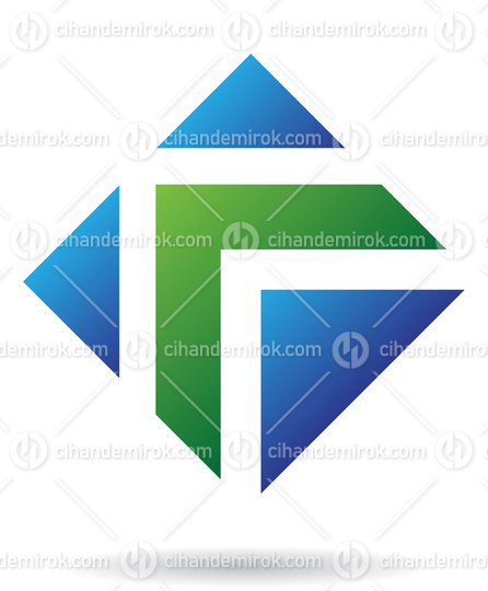 Green and Blue Arrow Square Abstract Logo Icon