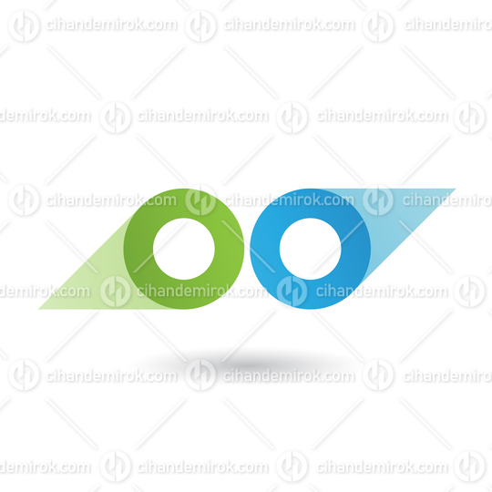 Green and Blue Binoculars Shaped Round Icon Vector Illustration
