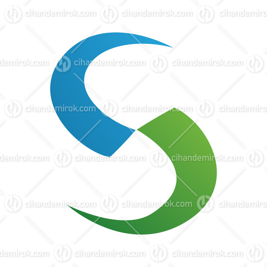 Green and Blue Blade Shaped Letter S Icon