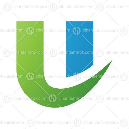 Green and Blue Bold Curvy Shaped Letter U Icon