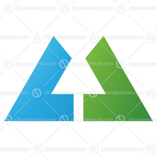 Green and Blue Bold Letter U Icon with Straight Lines