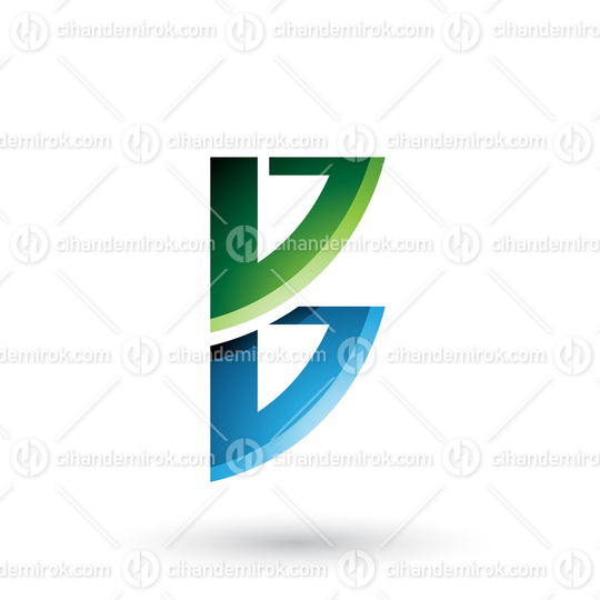 Green and Blue Bow Like Shape of Letter B Vector Illustration