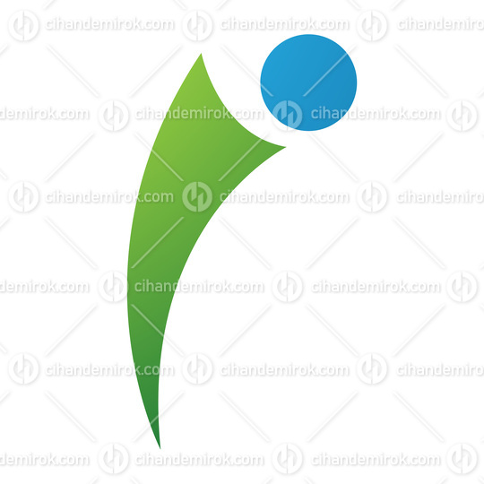 Green and Blue Bowing Person Shaped Letter I Icon