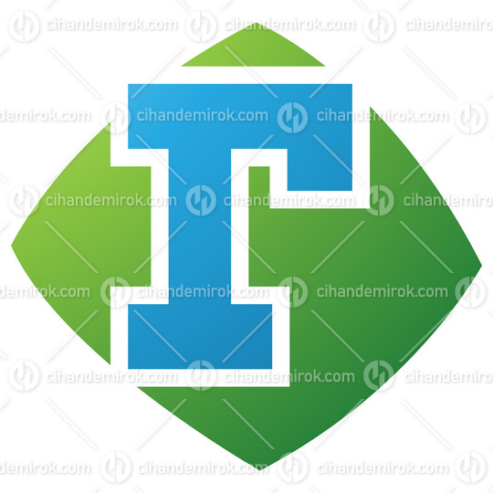 Green and Blue Bulged Square Shaped Letter R Icon