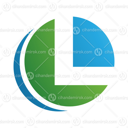 Green and Blue Circle Shaped Letter L Icon