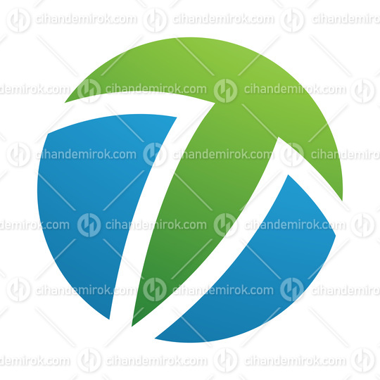 Green and Blue Circle Shaped Letter T Icon