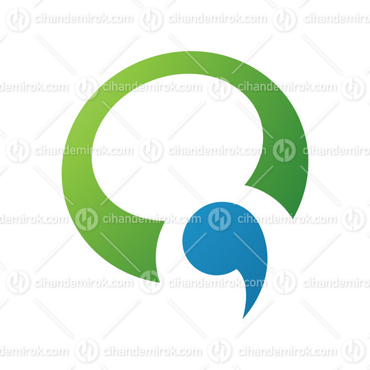 Green and Blue Comma Shaped Letter Q Icon