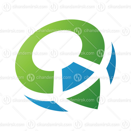 Green and Blue Compass Shaped Letter Q Icon