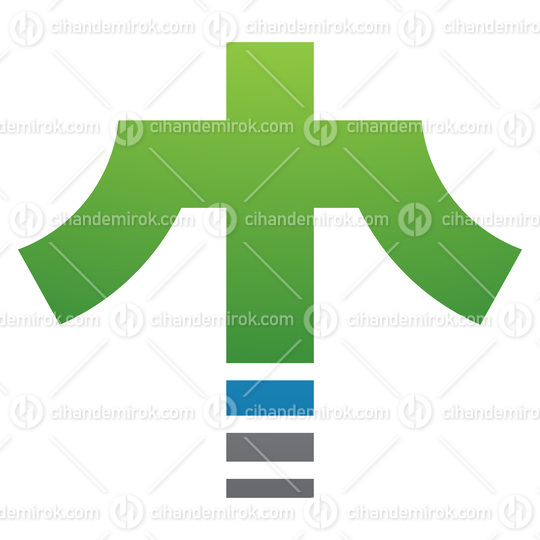 Green and Blue Cross Shaped Letter T Icon