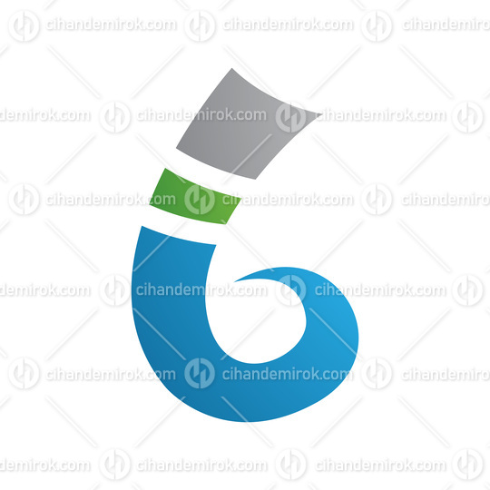 Green and Blue Curly Spike Shape Letter B Icon