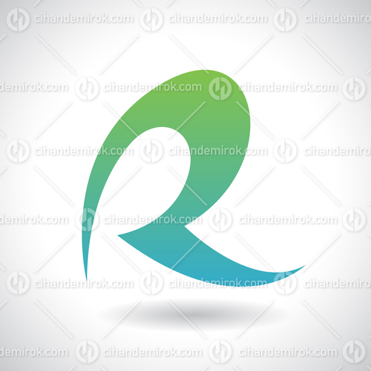 Green and Blue Curvy and Spiky Letter R