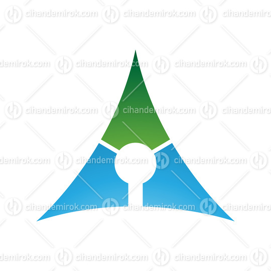 Green and Blue Deflated Triangle Letter A Icon
