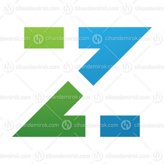 Green and Blue Dotted Line Shaped Letter Z Icon