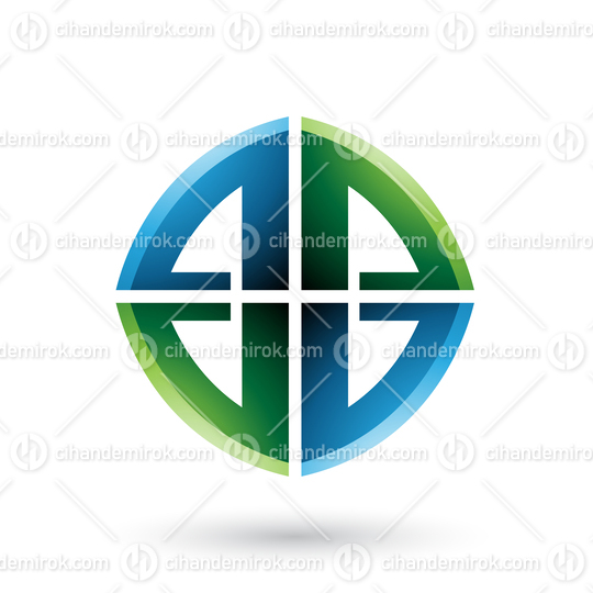 Green and Blue Double Sided Shape of Letter B Vector Illustration