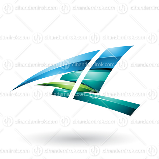 Green and Blue Dynamic Glossy Flying Letter A and L