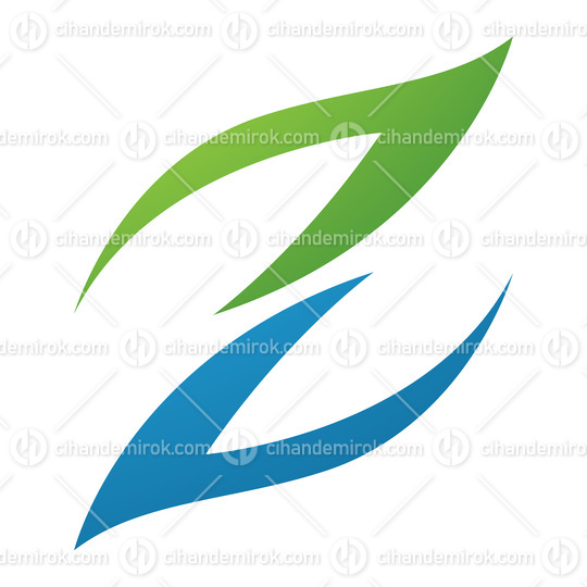 Green and Blue Fire Shaped Letter Z Icon
