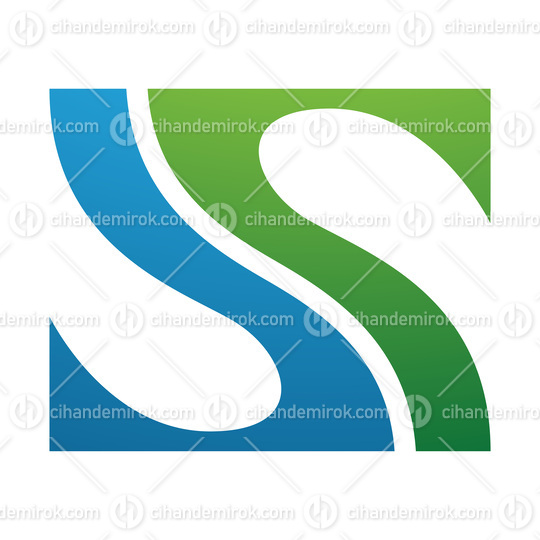 Green and Blue Fish Fin Shaped Letter S Icon