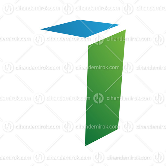 Green and Blue Folded Letter I Icon
