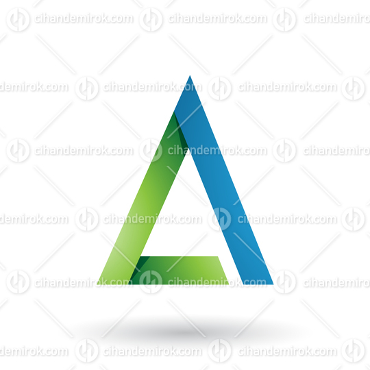Green and Blue Folded Triangle Letter A Vector Illustration