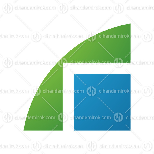 Green and Blue Geometrical Letter R Icon