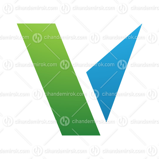 Green and Blue Geometrical Shaped Letter V Icon