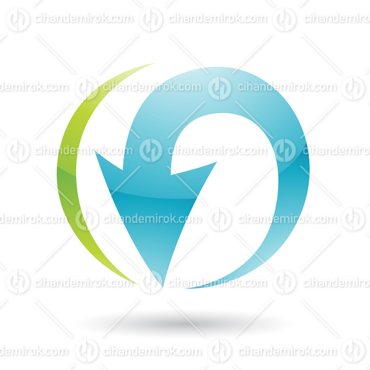 Green and Blue Glossy Abstract Arrow Circle Icon